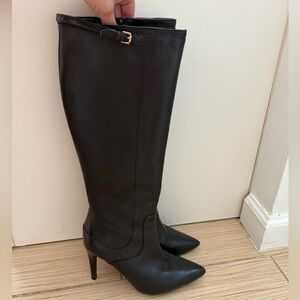 Black Leather Knee-High Boots